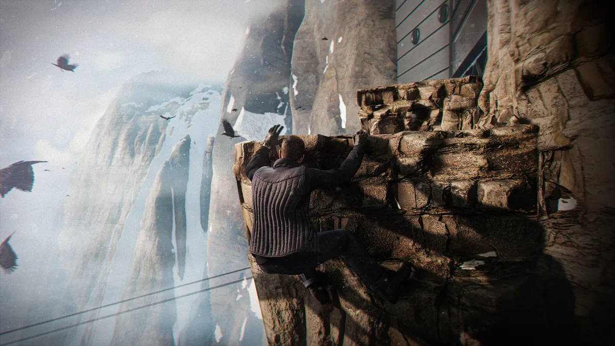 Official 007 First Light Steam gameplay screenshot showing Bond climbing an alternate mountain route