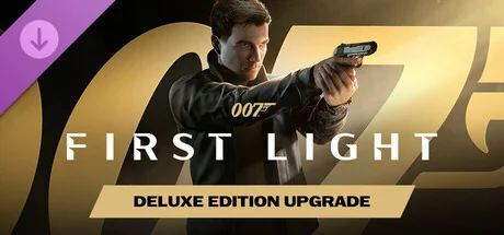 Offizielles Banner des 007 First Light Deluxe Edition Upgrade mit jungem Bond und goldener DLC-Kennzeichnung