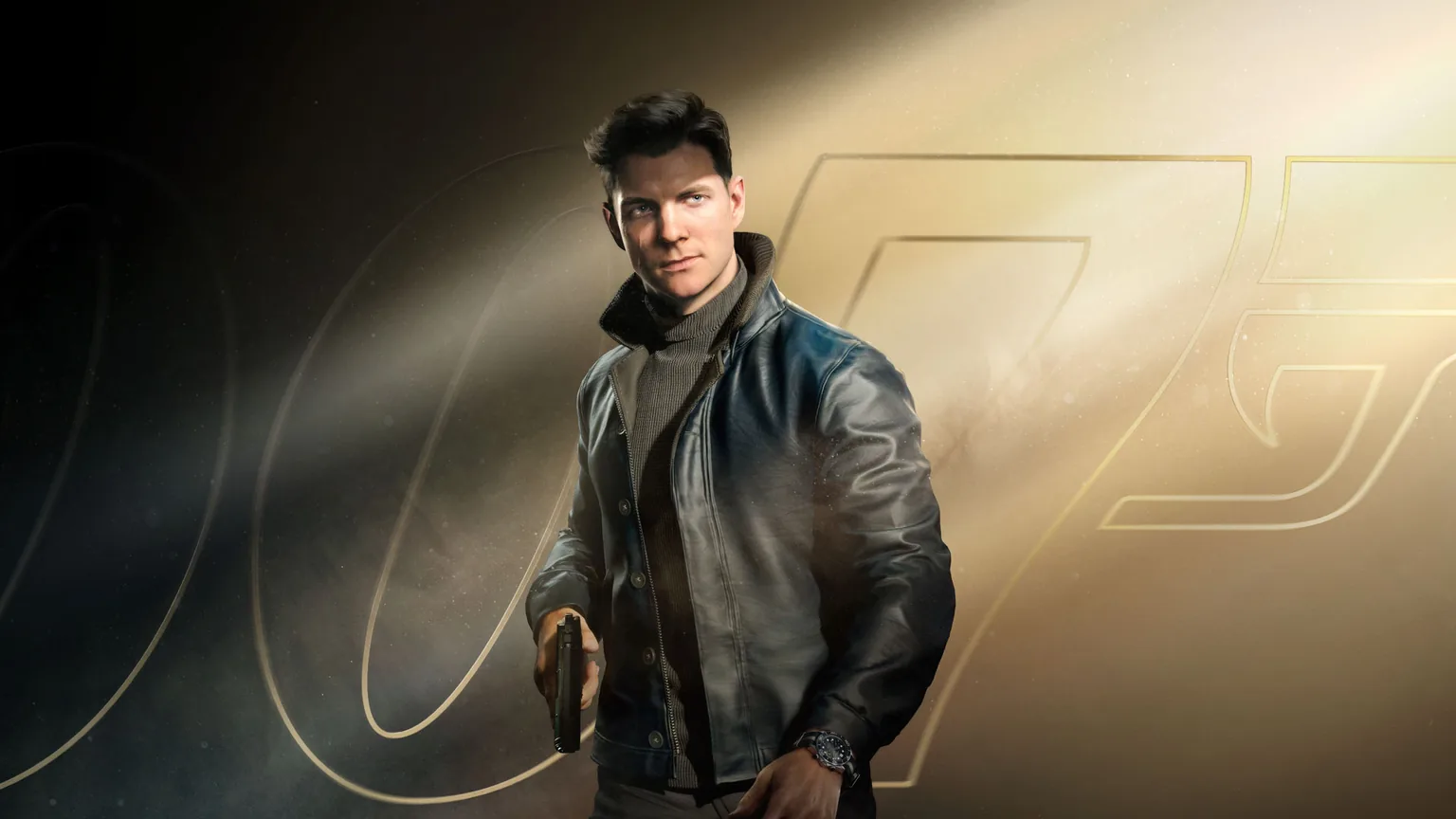 Official 007 First Light key art with James Bond against a gold 007 background