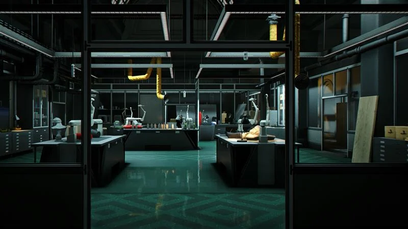 Média officiel de 007 First Light montrant le lieu The Workshop de Tactical Simulation